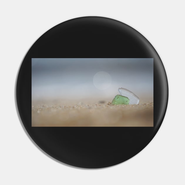 Two Shards of Sea Glass Together in the Sand Pin by 1Redbublppasswo