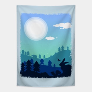 Forest Animals Under Twilight Tapestry