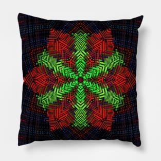Weave Mandala Green Red and Blue Pillow
