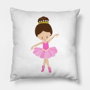 Ballerina, Ballet Dancer, Ballet Girl, Brown Hair Pillow