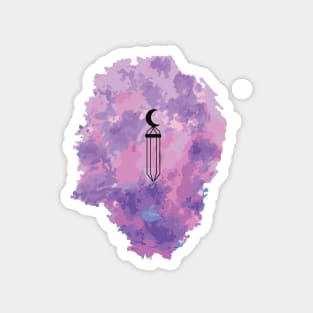 Crystal with a moon in watercolor background Magnet