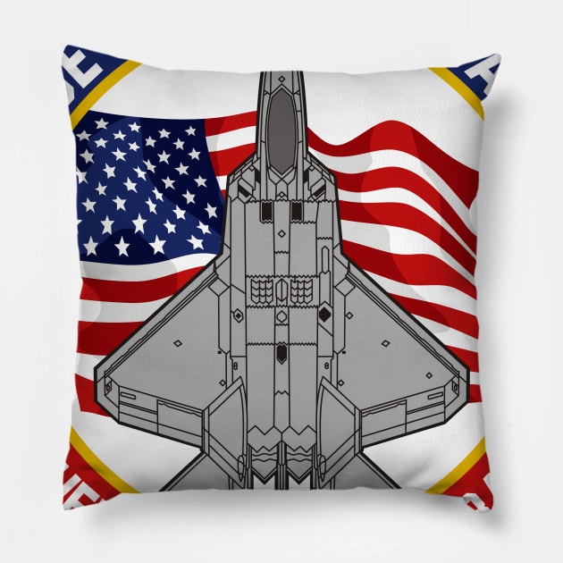 F-22 Raptor - Made in... Pillow by MBK