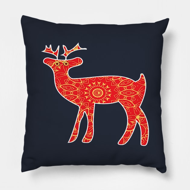 Golden egyptian happy deer, Luxury Mandala art Pillow by Vector Pro