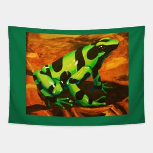 Poison Dart Arrow Frog--Black and Green Tapestry