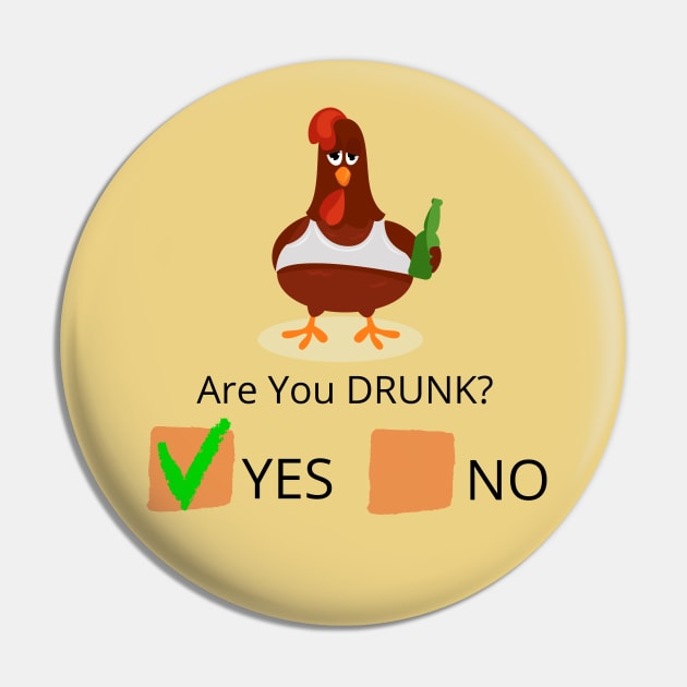 Funny drunk Rooster Pin by O.M design