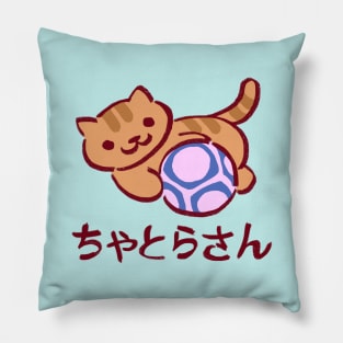 cute kitty collector orange tabby cat fred playing with soccer ball / catbook 006 Pillow