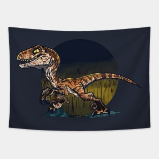 Roaring Velociraptor: The Power of Prehistory Tapestry