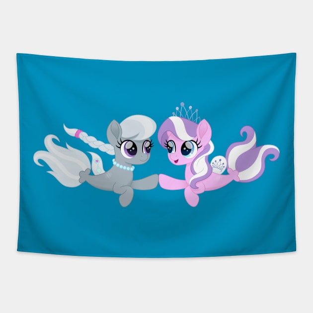 Diamond Tiara and Silver Spoon seaponies Tapestry by CloudyGlow