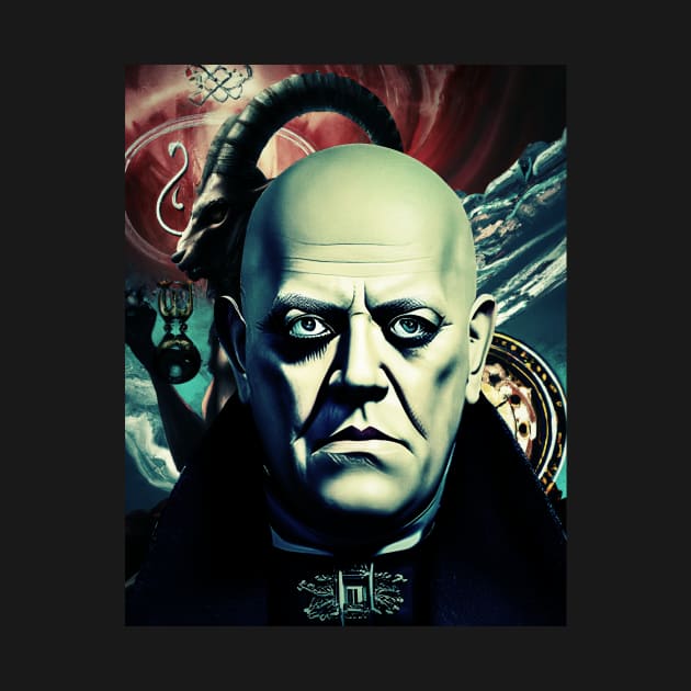 Gothic Aleister Crowley The Great Beast of Thelema in front of Baphomet by hclara23