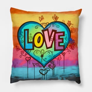 LGBTQ+ Gay Pride Month: Love No. 2 on a Dark Background Pillow