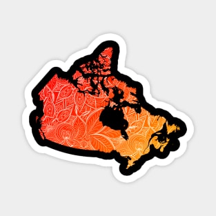 Colorful mandala art map of Canada with text in red and orange Magnet