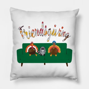 Friendsgiving Turkey and Racoon friends Pillow