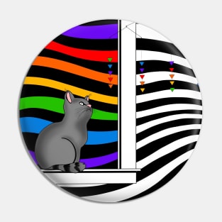 PRIDE Kitten in Window Pin