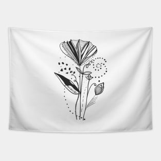 Summer time abstract black flowers Tapestry