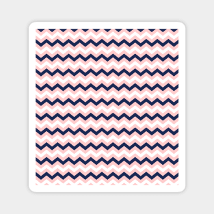 Light Pink, White and Navy Blue Chevron Zigzag Pattern Magnet