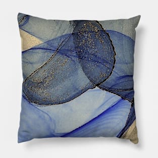 Blue, Grey and Black Abstract Art Pillow