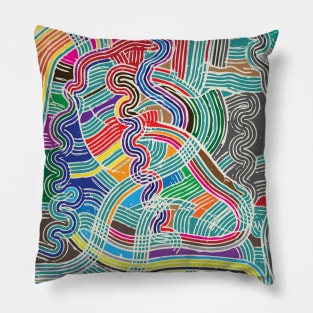 Rainbow Fork Swirls Pillow