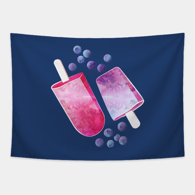 Blueberry Ice Cream Popsicles Tapestry by SelmaCardoso