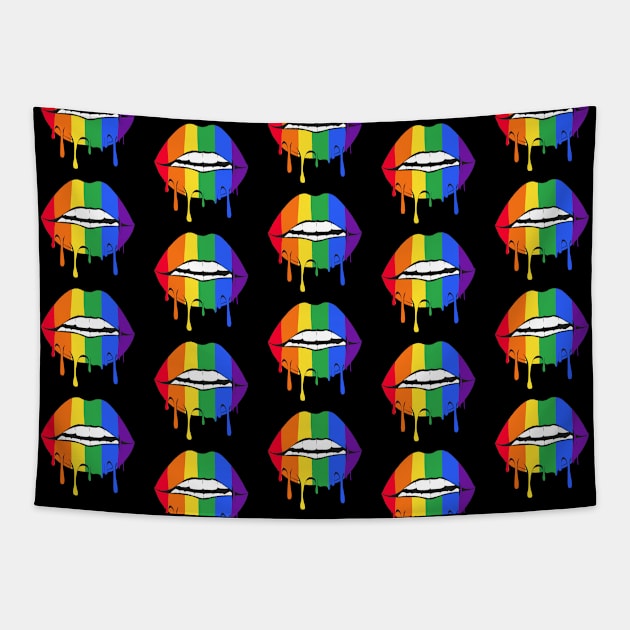 LGBT pride rainbow lips pattern Tapestry by Live Together