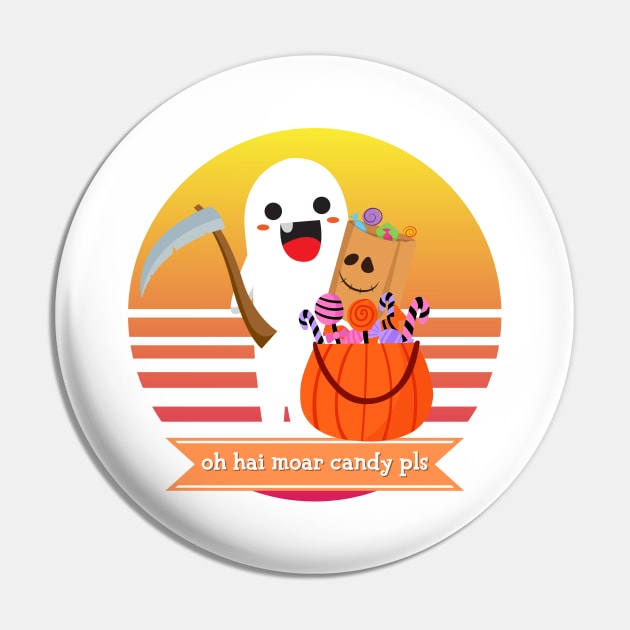 Halloween Cute Ghost Oh Hai Moar Candy Pls Candy Bag Trick or Treat Sweet Tooth Funny Costume Pin by nathalieaynie