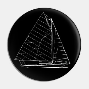 Sailboat Nautical Design Sketch - Sailing Pin