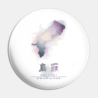 Tottori Japan Watercolor Map Art Pin