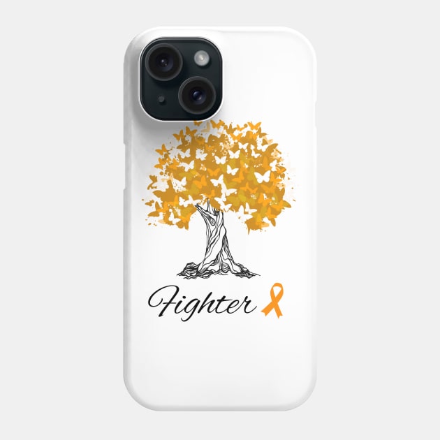 Raising Support & Awareness Fighter Tree With Butterflies Phone Case by MerchAndrey