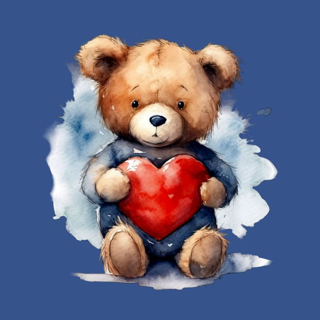 Loving Teddy Bear with Big Red Heart by erzebeth