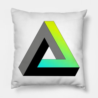 Impossible triangle with cyan to yellow gradient Pillow