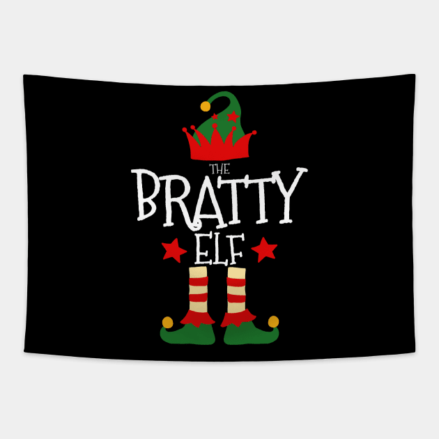 Bratty Elf Matching Family Group Christmas Party Pajamas Tapestry by uglygiftideas