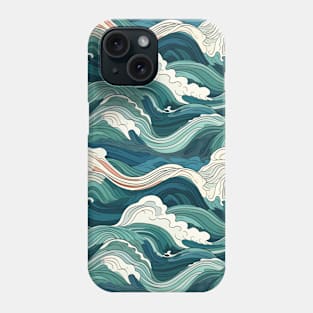 Ephemeral Crests: Hokusai Waves Reimagined Phone Case