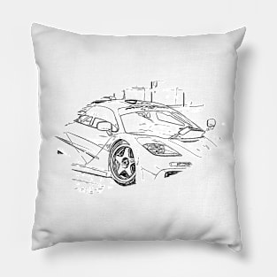 F1 GTR Art Splash Print Wireframe Pillow