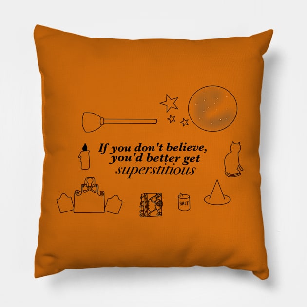 Superstitious Pillow by tesiamarieart