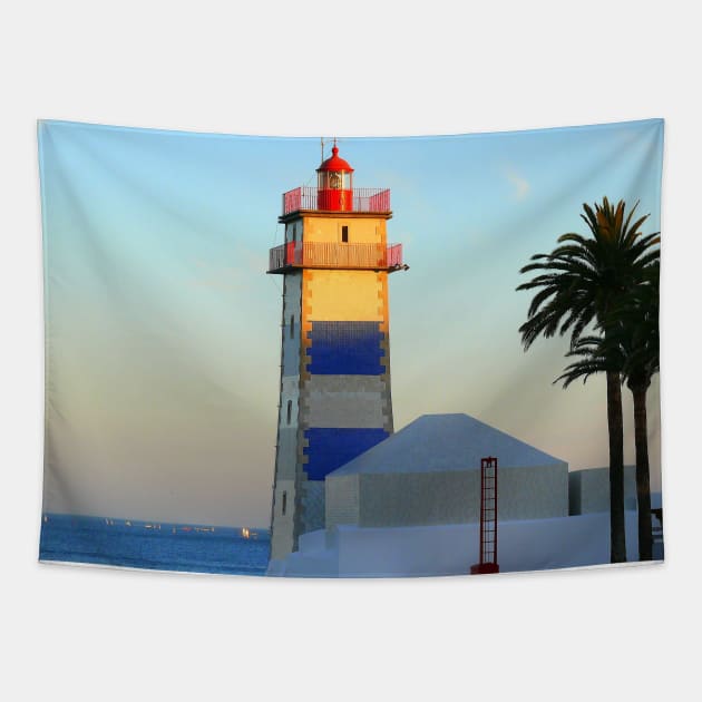 Cascais Lighthouse Tapestry by terezadelpilar