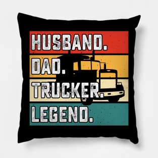 Husband Dad Trucker Legend Pillow