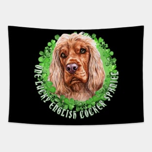 One Lucky English Cocker Spaniel Funny St. Patrick Dog Tapestry