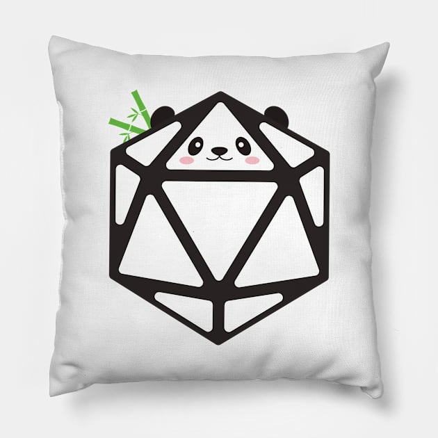 Polyhedral 20 Sided Dice Panda - Tabletop RPG and Animal Lovers Mashup Pillow by dungeonarmory