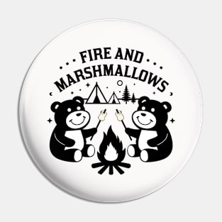 Fire and Marshmallows Camping Bear Pin