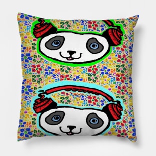 flowers,rocking,urban,panda by LowEndGraphics Pillow