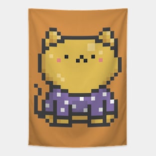 Pixel Quiet Gold Cat 82 Tapestry