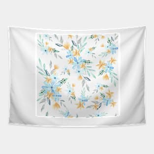 Flower Bouquet (Blue and mustard) Tapestry