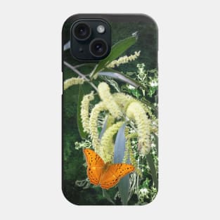 butterflies and wattle with green abstract bouquet Phone Case