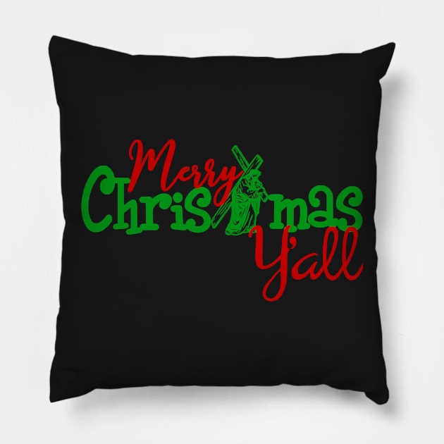 Merry Christmas Y'All Christian Pillow by 4Craig