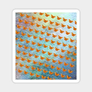 Orange butterflies flying in formation Magnet