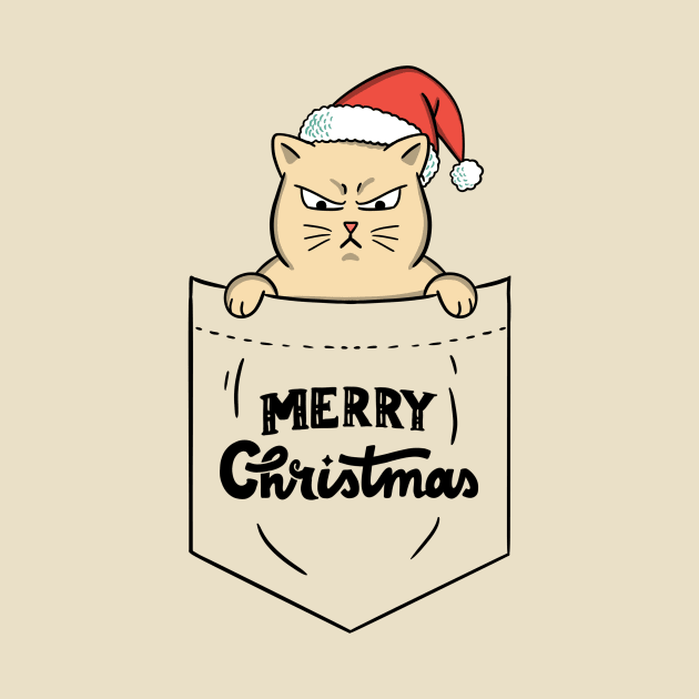 Cat merry christmas pocket by coffeeman