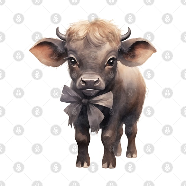 African Cape Buffalo Wearing Bow by Chromatic Fusion Studio