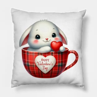 Valentine Rabbit In Tea Cup Pillow