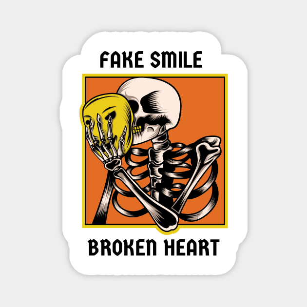 Fake Smile Broken Heart Magnet by Creativity Haven