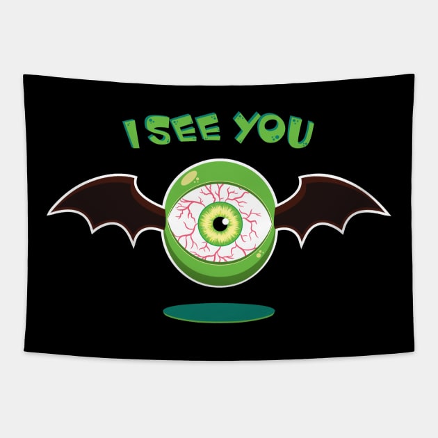 I See You Floating Eye Monster Tapestry by Shadowisper