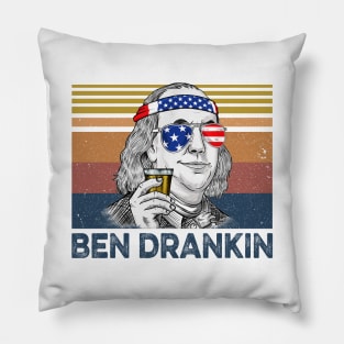 Ben Drankin Benjamin Franklin 4th Of July Vintage Shirt Pillow